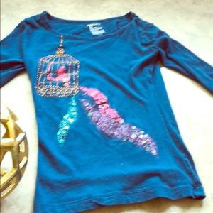 Navy blue peacock gap kids long sleeve top.